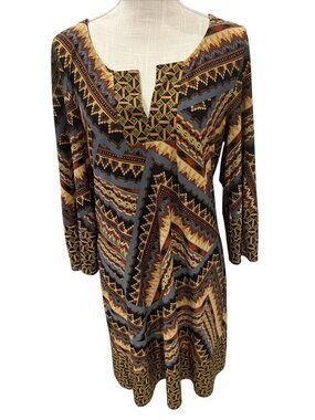 Live And Let Live Womens Geometric Multicolor Pattern Dress L